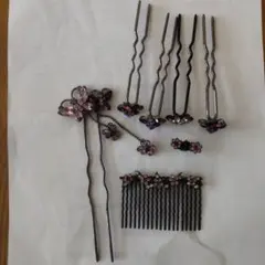 蝶と花のヘアアクセサリー7点セット