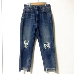 GU ダメージ加工 ダークブルーストレートデニム　美品　M