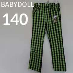BABYDOLL チェック柄 ロングパンツ グリーン キッズ ベビド ズボン 緑