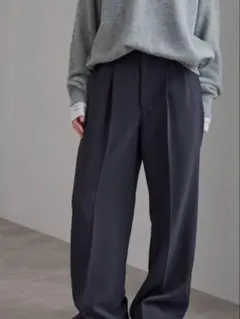 スピックアンドスパン ダブルクロスツータックパンツ　38 ブラック