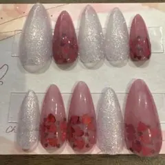 316 小さい爪の方♡バレンタイン♡ハートネイルチップ10個セット