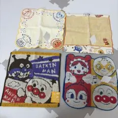 新品未使用 タグ付 バイキンマン・アンパンマン ハンカチ 4枚セット