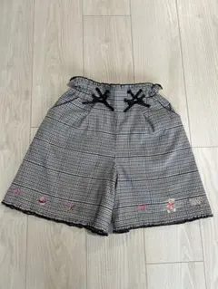 mezzo piano チェック柄ハイウェストショートパンツ 刺繍 130