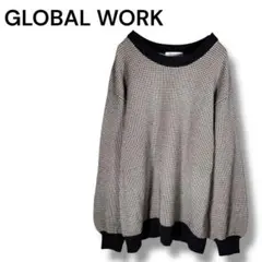 グローバルワーク　メッシュ編みニット　長袖　トップス　綿100%