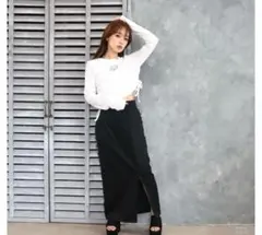 CECILMcBee　サイドジャガードロゴスカート　Lサイズ