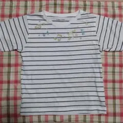 110 グローバルワーク 半袖Ｔシャツ ボーダー 音符 白