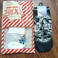 レディースソックス☆　100周年ミッキー　オズワルド　2点セット　蒸気船ウィリー
