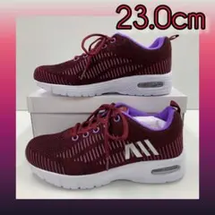 23.0cm 新品 婦人靴 超軽量 幅広 エアースポーティスニーカー 赤紫