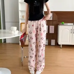 ハローキティ　モコモコパンツ　パジャマ　hellokitty　フリース　M 桃