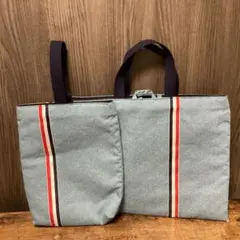 2点セット　かっこいい　シンプル　レッスンバッグ　上靴入れ　男の子　ブルー