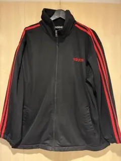 OLD adidas 黒赤 ストライプ ジャンパー　ライン　90s
