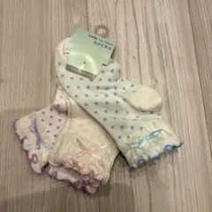 新品motherways マザウェイズ水玉フリルキッズ靴下3セット16~18cm