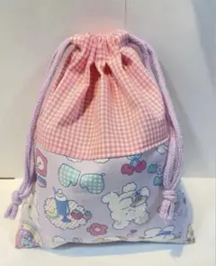 ハンドメイド　給食袋　巾着袋　女の子　レトロ