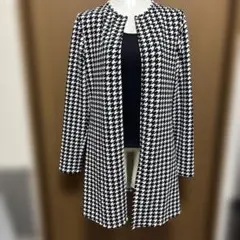 ハウンドトゥース柄 ノーカラージャケット