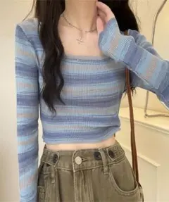 LADY LIKE グラデーションボーダー柄ニットのサムネイル