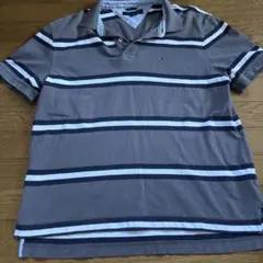 TOMMY HILFIGER ポロシャツ ボーダー グレー Lのサムネイル