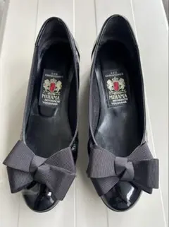 美品⭐️ミハマ 元町横浜 撥水加工 リボン レザー パンプス 黒 23.5 美品⭐️ミハマ 元町横浜 撥水加工 リボン レザー パンプス 黒