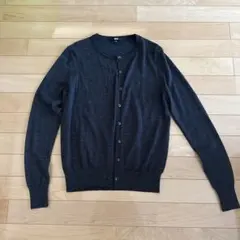 ユニクロ ピュアニューウール100%カーディガン M ダークグレー