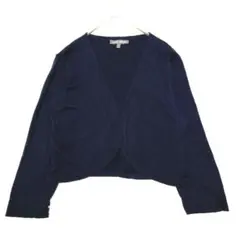 【ローラアシュレイ】 ネイビー 長袖カーディガン　ボタンレス　オープンガーディ