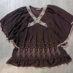 アクシーズファム　ドルマンスリーブ　チュニック　ワンピース　ブラウン