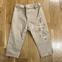 花柄刺繍 ベージュパンツ