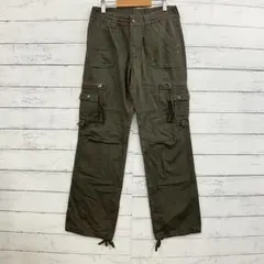GENUINE QUALITY JEANS カーゴパンツ M カーキ 綿 ワイド