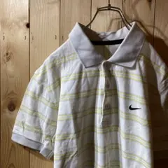 ss3399 NIKE ナイキ 半袖 ポロシャツ ボーダー 白 グレー 黄色