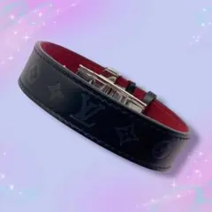 クリスチャンルブタン スパイク付きレザーブレスレットネイビー