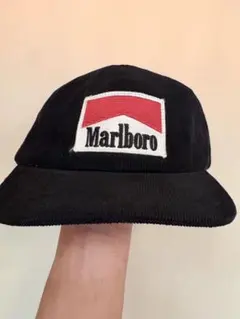 マルボロ Marlboro コーデュロイキャップ CAP ブラック 黒 赤刺繍