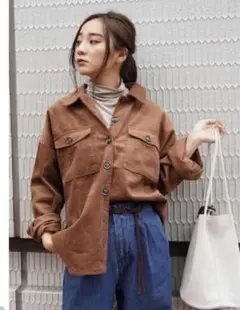 未使用　ビッグシルエット　シャツ　ジャケット　コーデュロイジャケット