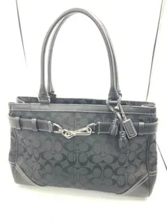 極美品 コーチ トートバッグ ブラック系 シグネチャー レディース