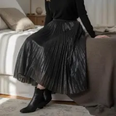 ASTRAET アストラット ユナイテッドアローズ プリーツ ロングスカート 黒のサムネイル