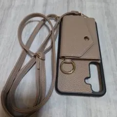 ショルダー付きスマホケース ベージュ ミラー付き　Galaxy　A55