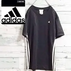 90s 古着アディダスadidas半袖Tシャツラインブラック