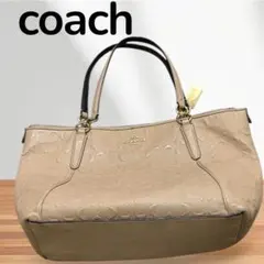 COACHコーチ　シグネチャー型押し　ショルダーバッグ　ヌードピンク