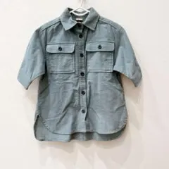 プティマイン　シャツ　80センチ　くすみグリーン　古着