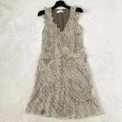 クリスティーナティ 花柄ワンピース 42 イタリア製 シルク混 裏地付き