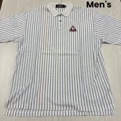 【美品】ルコックゴルフ メンズ ストライプ ポロシャツ LL