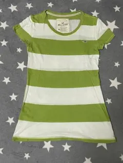 Hollister ボーダー半袖Tシャツ グリーン Mのサムネイル
