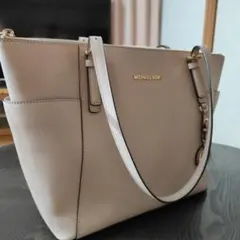 MICHAEL KORS ベージュ薄ピンク トートバッグ