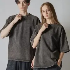 CLEL ハイヴィンテージデザイン ベーシック半袖Tシャツ　チャコールグレー　M