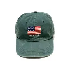 USA製 ポロ ラルフローレン 星条旗 ダッドキャップ ヴィンテージポロ 緑