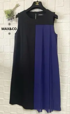 【MAX&Co. 】ノースリーブ ひざ丈ワンピース 黒紫　パーティー　二次会Ｍ
