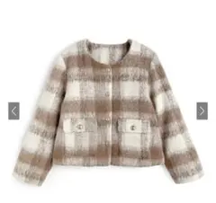 チェック柄シャギージャケット[gn358]