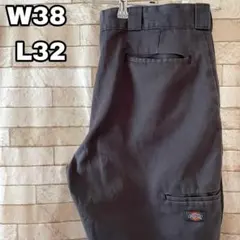 ディッキーズ ダブルニー ワークパンツ 刺繍 グレー 38×32