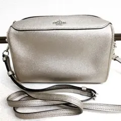COACH レザー ショルダーバッグ ピンクゴールド 斜め掛け メタリック