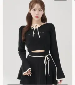 最安値‼️ ウエストオープンリボンデザインニットミニワンピース darich