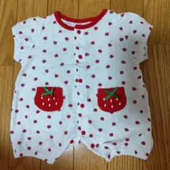 いちご柄 半袖 ロンパース 60cm 70cm