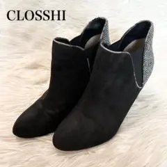 CLOSSHI 黒　白　スエード キャンバス　ショートブーツ