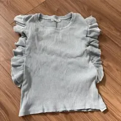 ZARA フリルノースリーブ リブTシャツ S